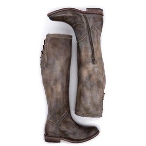 Bed Stu Manchester Taupe Rustic Mason leather tall slouch boots lace up size 10